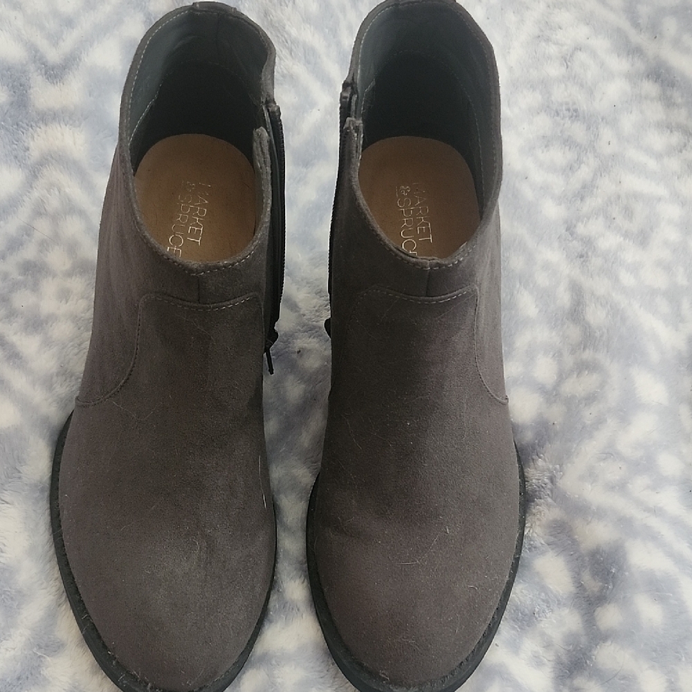 Market & Spruce Women's Dark Brown Suede Heeled Ankle Boots